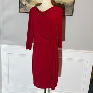 Ralph Lauren Elegant Red 3/4 Sleeve Dress